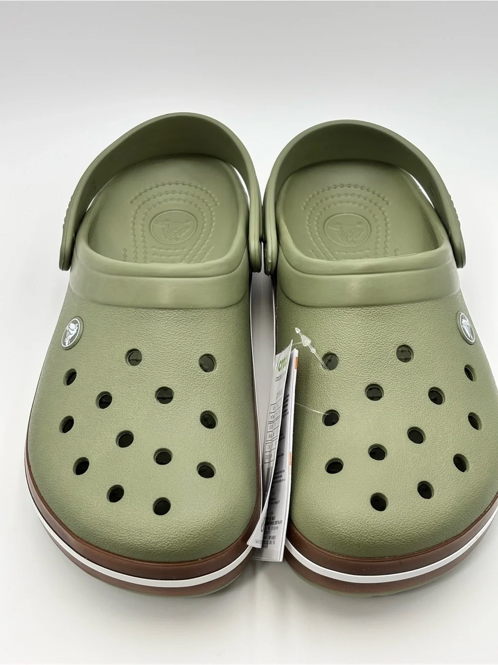 CROCS crocband gum clog Classic Clog in Olive Green with Brown Trim M7/ W9